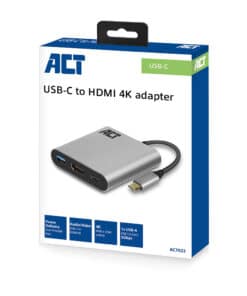 ACT USB-C multiport adapter voor 1 HDMI monitor, 1x USB-A, PD pass-through - Afbeelding 3
