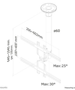 Neomounts FPMA-C400SILVER Monitor/TV-beugel plafond 32-60" - h 64-104 cm - Afbeelding 3