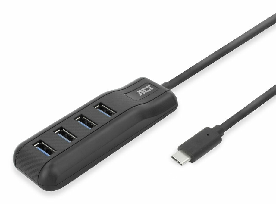 ACT AC6420 interface hub USB 3.2 Gen 1 (3.1 Gen 1) Type-C 5000 Mbit/s Zwart