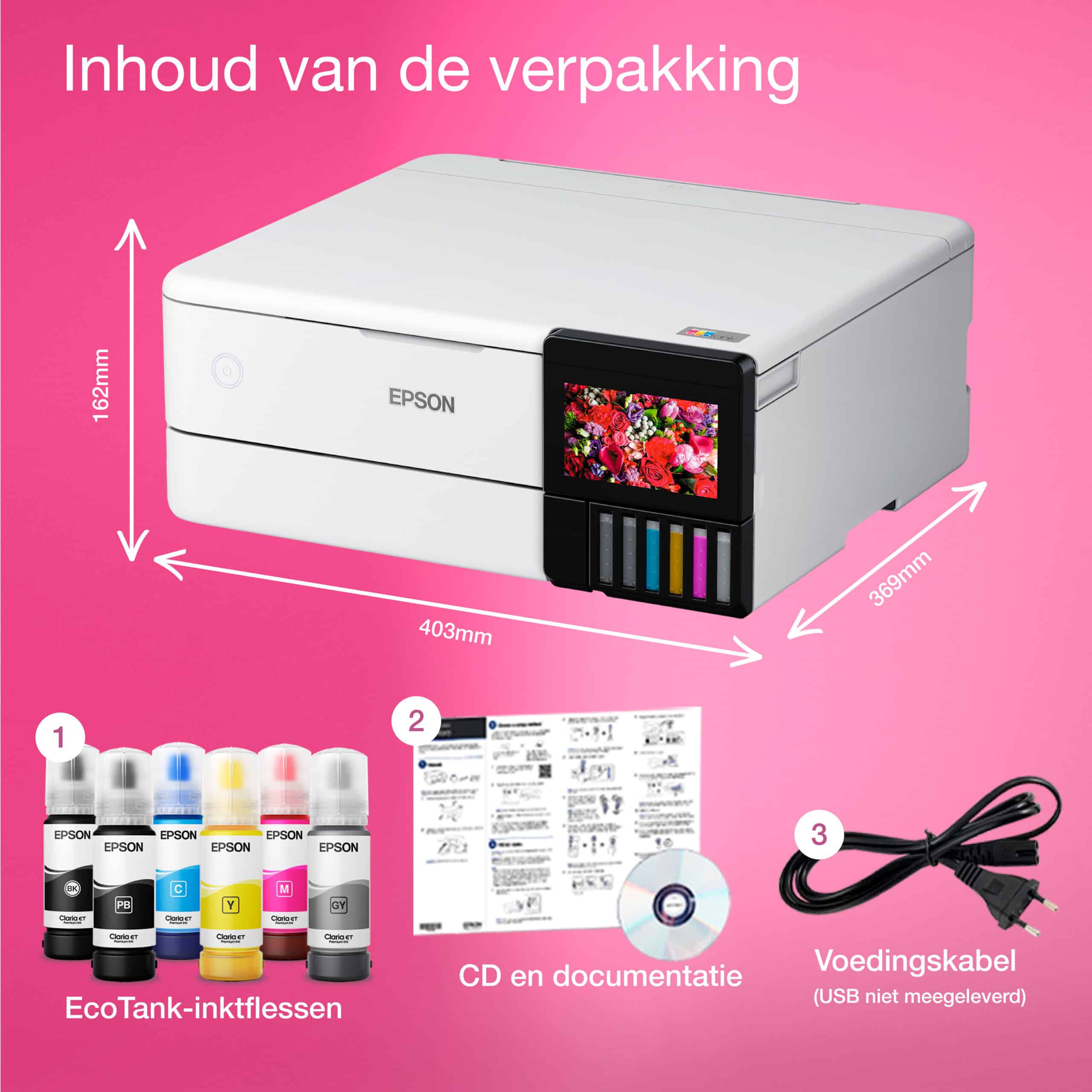Epson EcoTank ET-8500 A4 Wi-Fi-fotoprinter met inkttank - Afbeelding 5