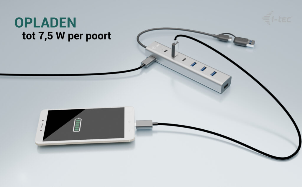 i-tec USB-C/USB-A Charging Metal HUB 7 port (3x USB-C, 4x USB-A) - Afbeelding 4