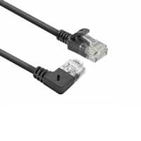 ACT Zwarte 3 meter U/UTP CAT6A LSZH slimline patchkabel met RJ45 connectoren, recht naar 90° haaks rechts - Afbeelding 4