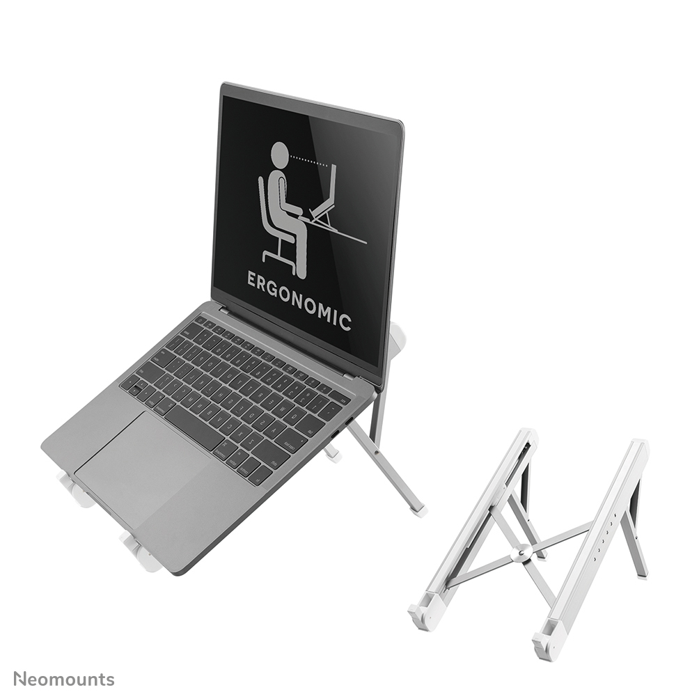 Neomounts NSLS010 Foldable Notebook Desk Stand, 11"-17", 5 kg, 279.4 - 431.8 mm, Silver