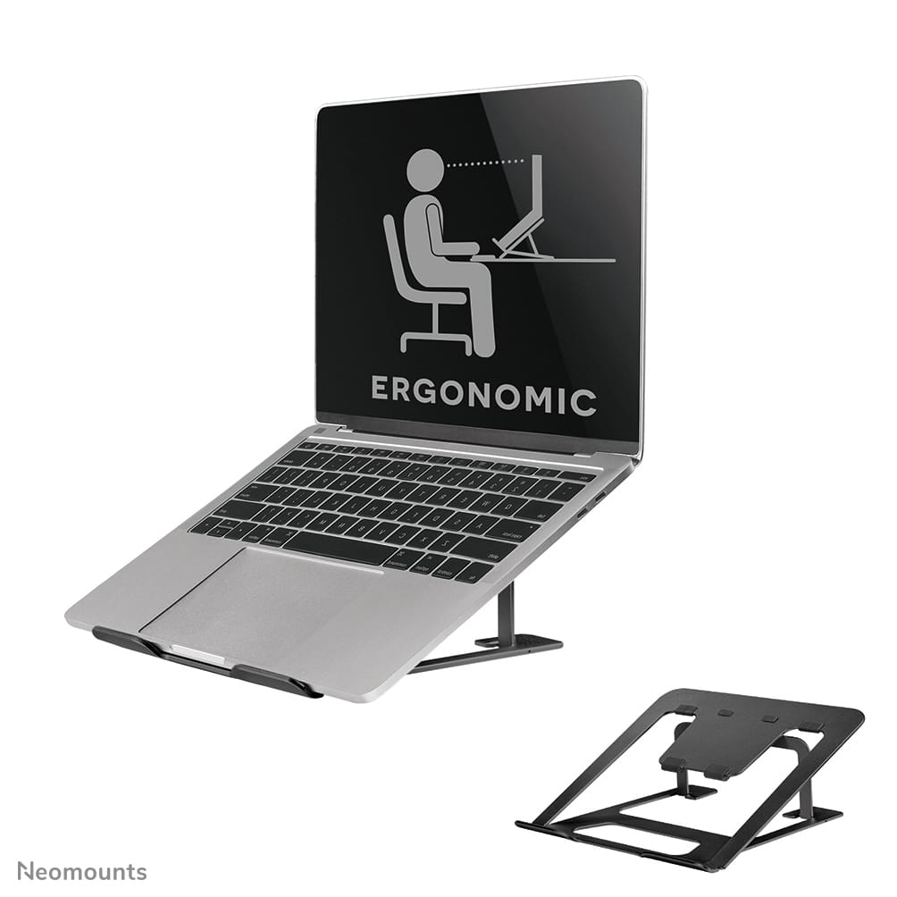 Neomounts NSLS085BLACK Ergonomic Notebook Desk Stand, 10"-17", 5 kg, 254 - 431,8 mm, Blac