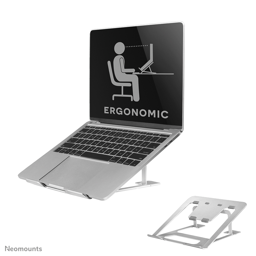 Neomounts NSLS085SILVER Ergonomic Notebook Desk Stand, 10" - 17", 5 kg, 254 - 431.8 mm, S