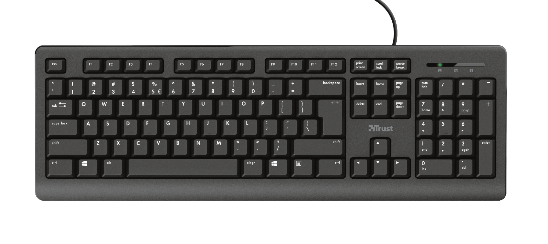 Trust Primo Toetsenbord - Bedraad toetsenbord – Belgische AZERTY-indeling – Morsbestendig – Zwart