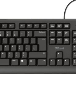 Trust Primo Toetsenbord en Muis Set - Bedrade desktopset – Belgische AZERTY-indeling – Full-size toetsenbord – Zwart