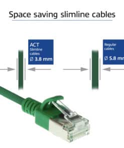 ACT Groene 1 meter LSZH U/FTP CAT6A datacenter slimline patchkabel snagless met RJ45 connectoren - Afbeelding 3
