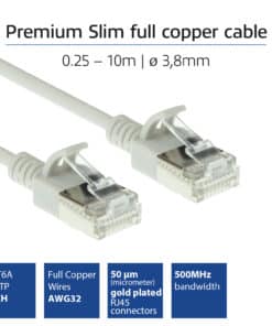 ACT Grijze 0,25 meter LSZH U/FTP CAT6A datacenter slimline patchkabel snagless met RJ45 connectoren - Afbeelding 2