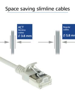 ACT Grijze 3 meter LSZH U/FTP CAT6A datacenter slimline patchkabel snagless met RJ45 connectoren - Afbeelding 3