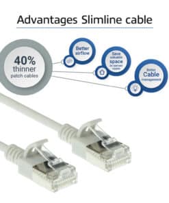 ACT Grijze 0,25 meter LSZH U/FTP CAT6A datacenter slimline patchkabel snagless met RJ45 connectoren - Afbeelding 4