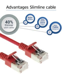 ACT Rode 2 meter LSZH U/FTP CAT6A datacenter slimline patchkabel snagless met RJ45 connectoren - Afbeelding 3