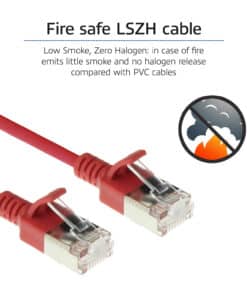 ACT Rode 2 meter LSZH U/FTP CAT6A datacenter slimline patchkabel snagless met RJ45 connectoren - Afbeelding 6