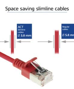 ACT Rode 2 meter LSZH U/FTP CAT6A datacenter slimline patchkabel snagless met RJ45 connectoren - Afbeelding 2