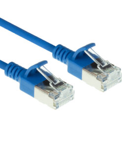 ACT Blauwe 1,5 meter LSZH U/FTP CAT6A datacenter slimline patchkabel snagless met RJ45 connectoren