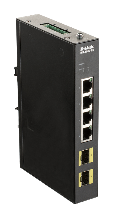 D-Link DIS-100G-6S netwerk-switch Unmanaged Gigabit Ethernet (10/100/1000) DIN rail Zwart