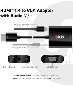 CLUB3D CAC-1302 video kabel adapter 0,5 m HDMI Type A (Standaard) VGA (D-Sub) Zwart - Afbeelding 7