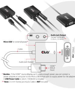 CLUB3D CAC-1302 video kabel adapter 0,5 m HDMI Type A (Standaard) VGA (D-Sub) Zwart - Afbeelding 6