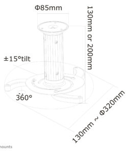 Neomounts BEAMER-C80 Beamer plafondbeugel - h 13-20 cm - full motion