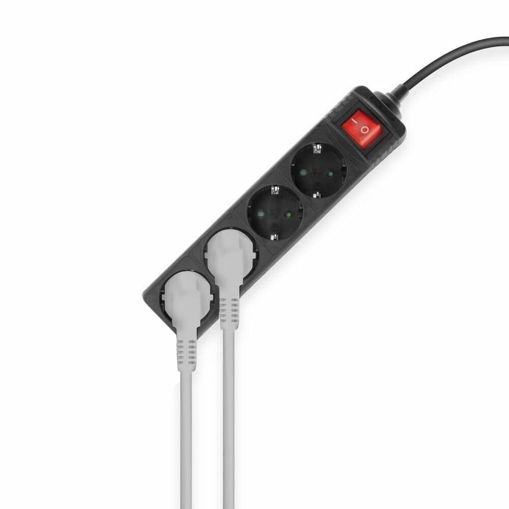 ACT Stekkerdoos met lichtgevende schakelaar, 4 sockets, 2 m, zwart Netwerkkabel - Afbeelding 2