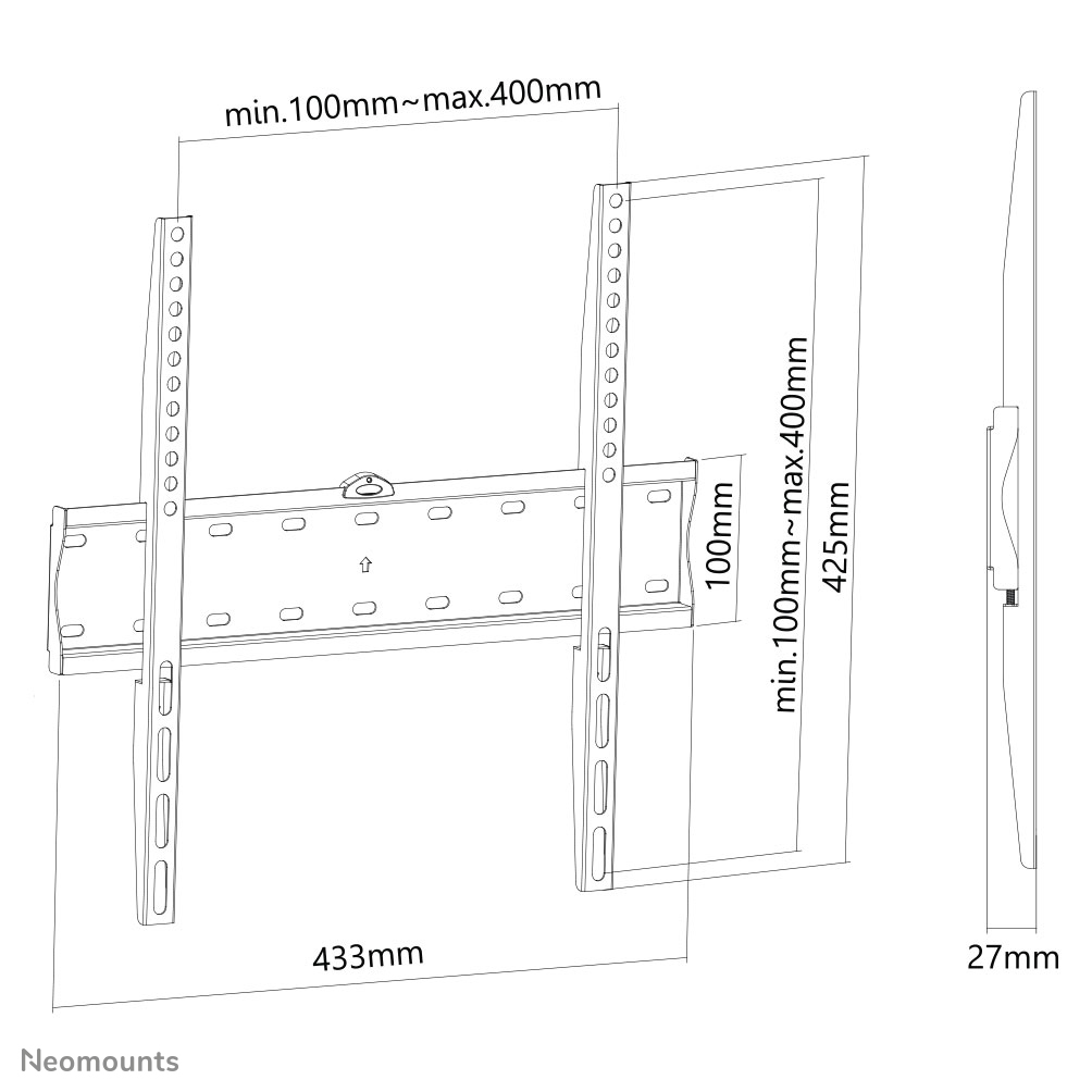 Neomounts FPMA-W300BLACK Flat screen wall mount, 32"-55", 40 kg, 100x100/ 400x400 mm