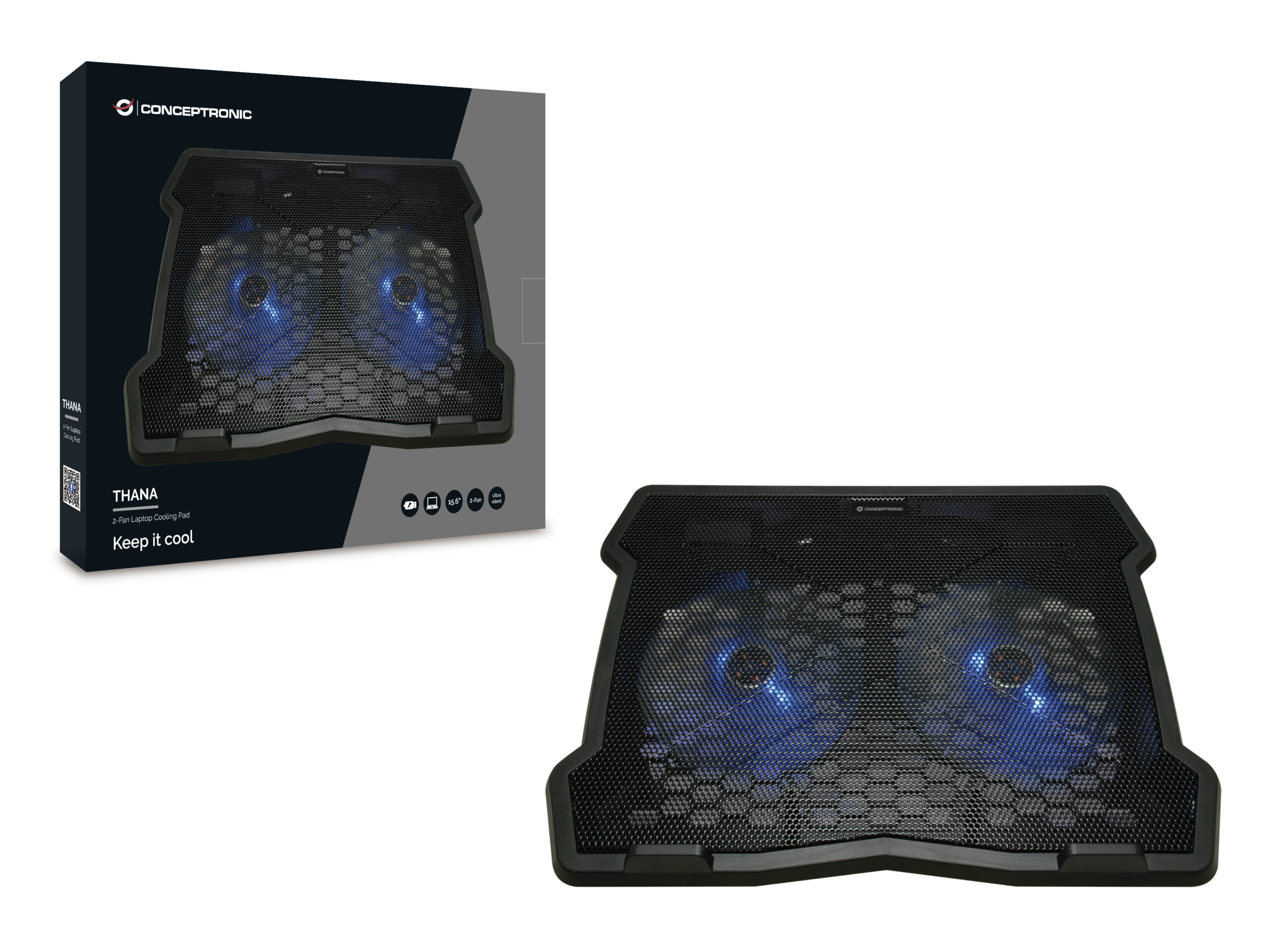 Conceptronic THANA06B laptop cooling pad 39,6 cm (15.6") Zwart - Afbeelding 2