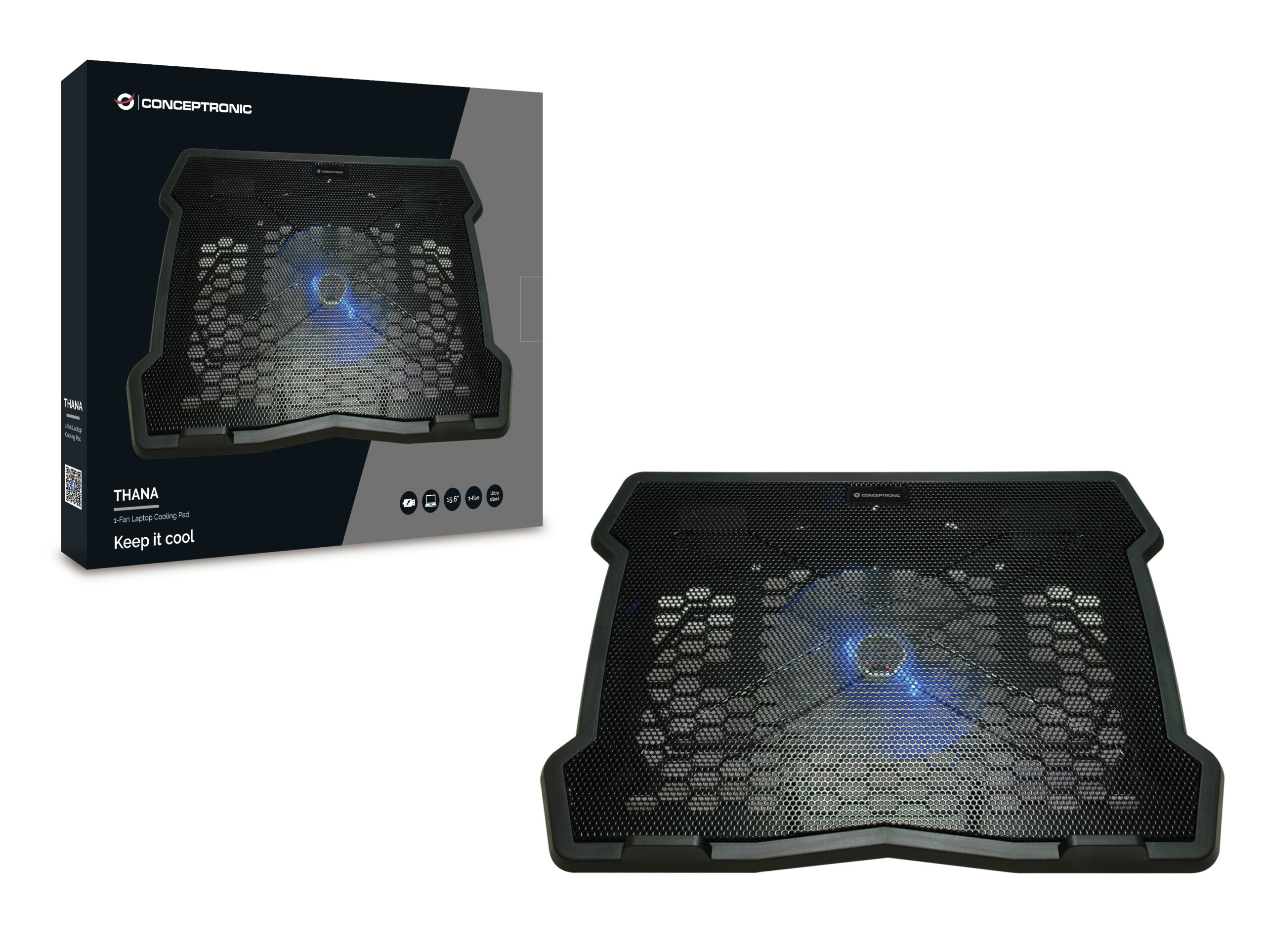 Conceptronic THANA05B laptop cooling pad 39,6 cm (15.6") Zwart - Afbeelding 3