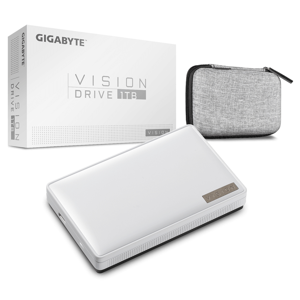 GIGABYTE Vision Drive 1TB USB Type-C 3.2 Gen 2 (3.1 Gen 2) Zwart, Wit