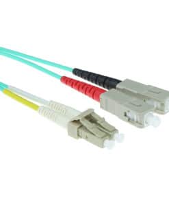 ACT 1 meter LSZH Multimode 50/125 OM3 glasvezel patchkabel duplex met LC en SC connectoren