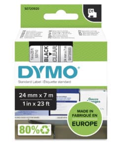 DYMO originele D1 labels | Zwarte Tekst op Doorzichtig Label | 24 mm x 7 m | zelfklevende etiketten voor de LabelManager labelprinter | gemaakt in Europa