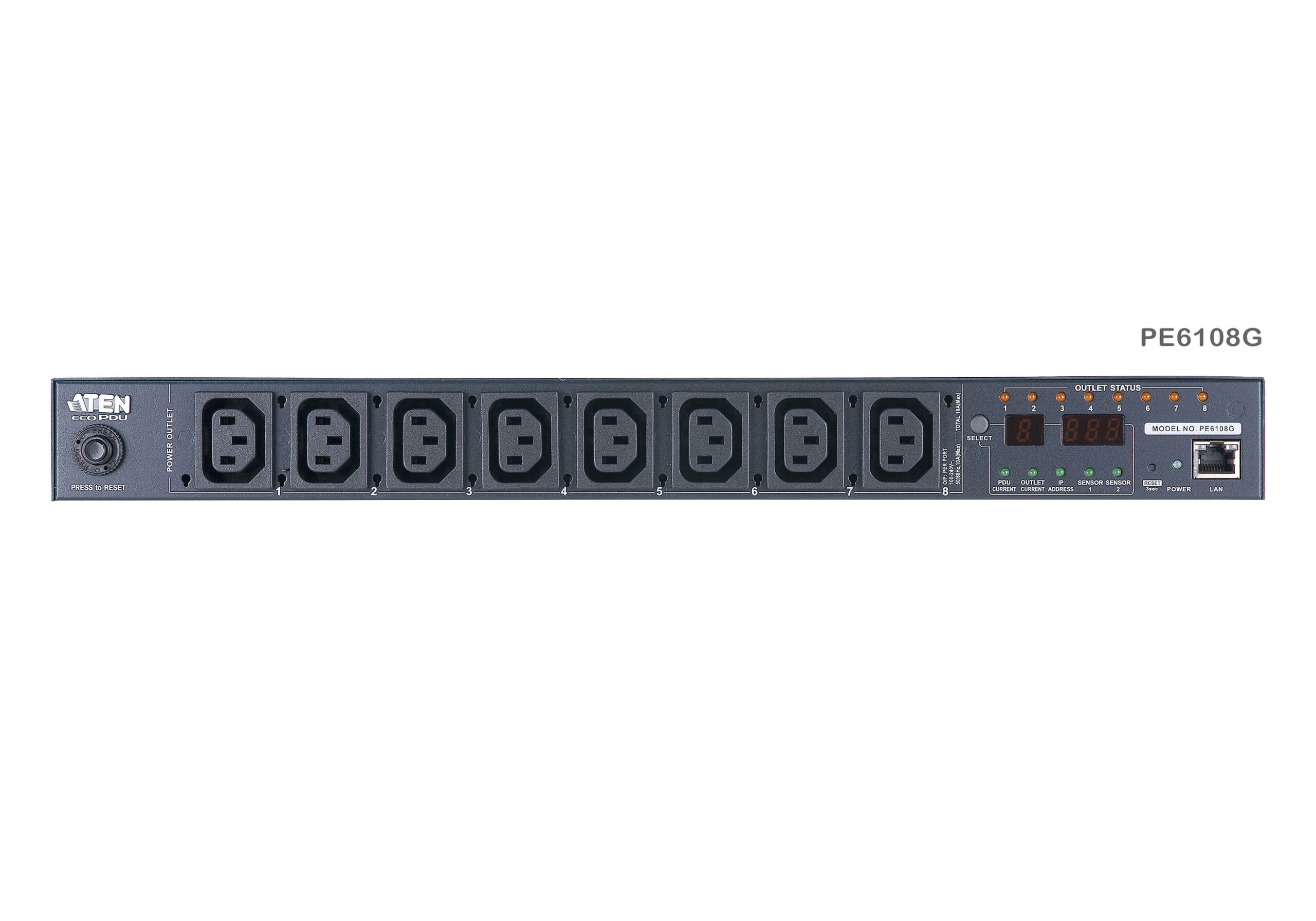 ATEN 15A/10A 8-uitgangen 1U gemeten en geschakeld eco PDU - Afbeelding 3