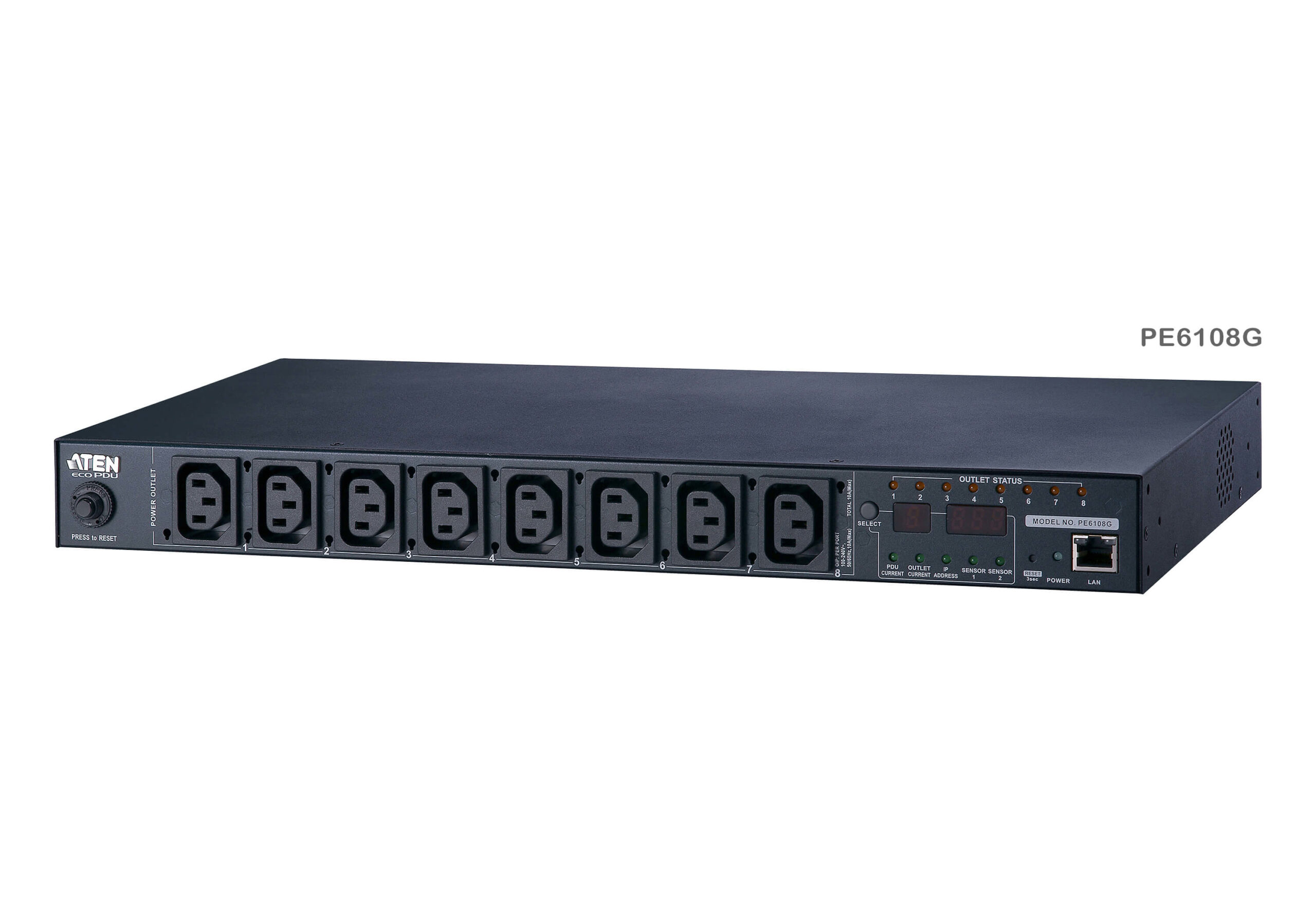 ATEN 15A/10A 8-uitgangen 1U gemeten en geschakeld eco PDU