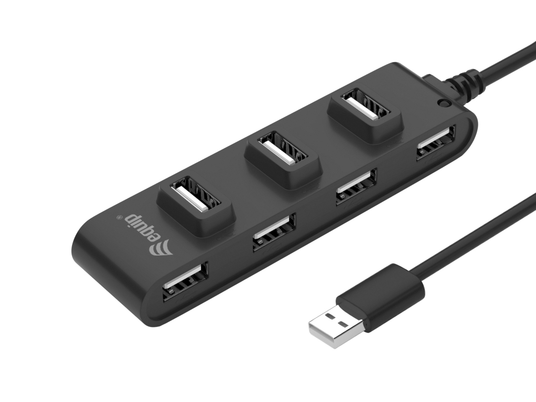 Equip 128957 interface hub USB 2.0 480 Mbit/s Zwart - Afbeelding 2