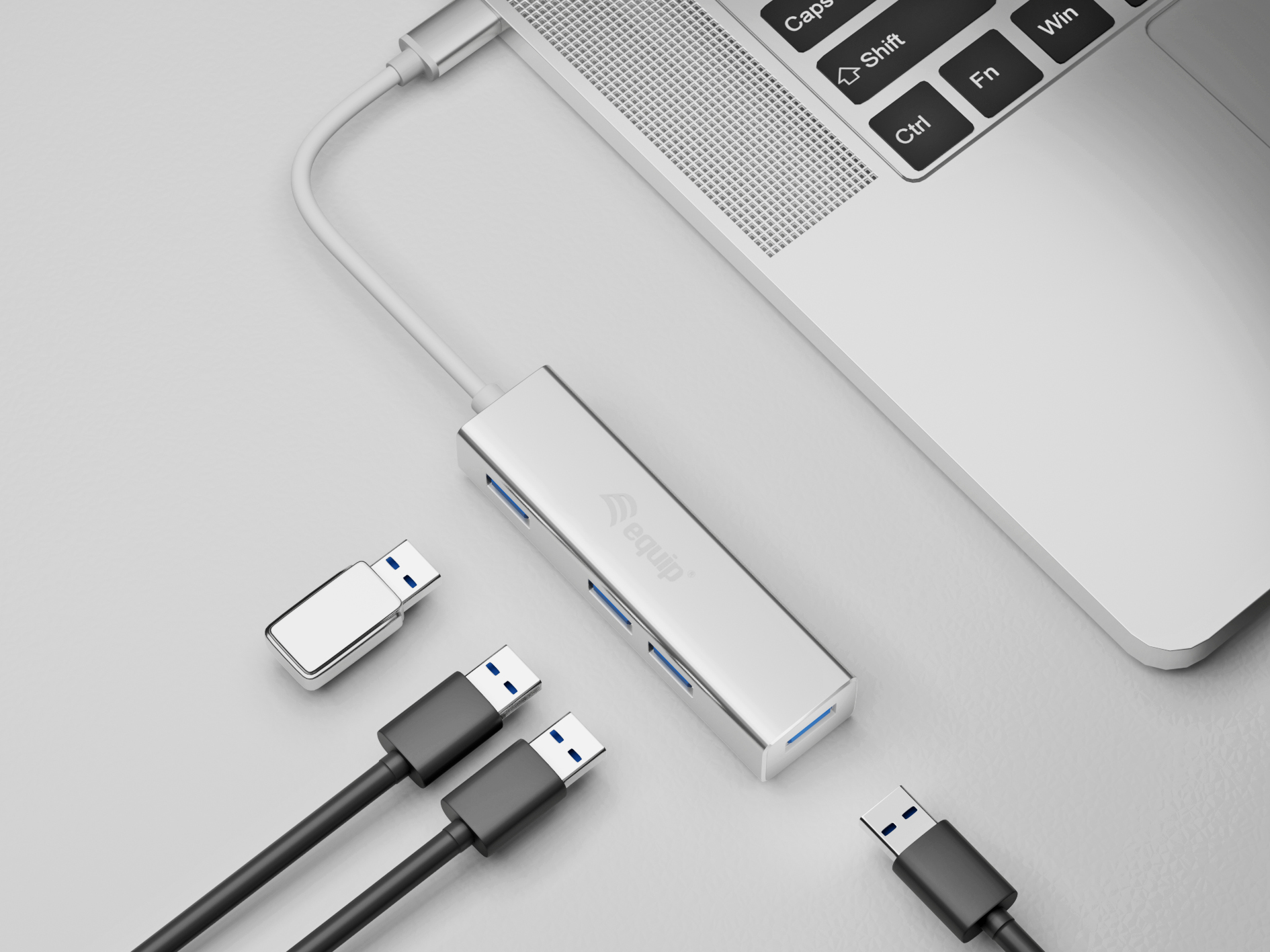 Equip 128958 interface hub USB 3.2 Gen 1 (3.1 Gen 1) Type-C 5000 Mbit/s Zilver - Afbeelding 2