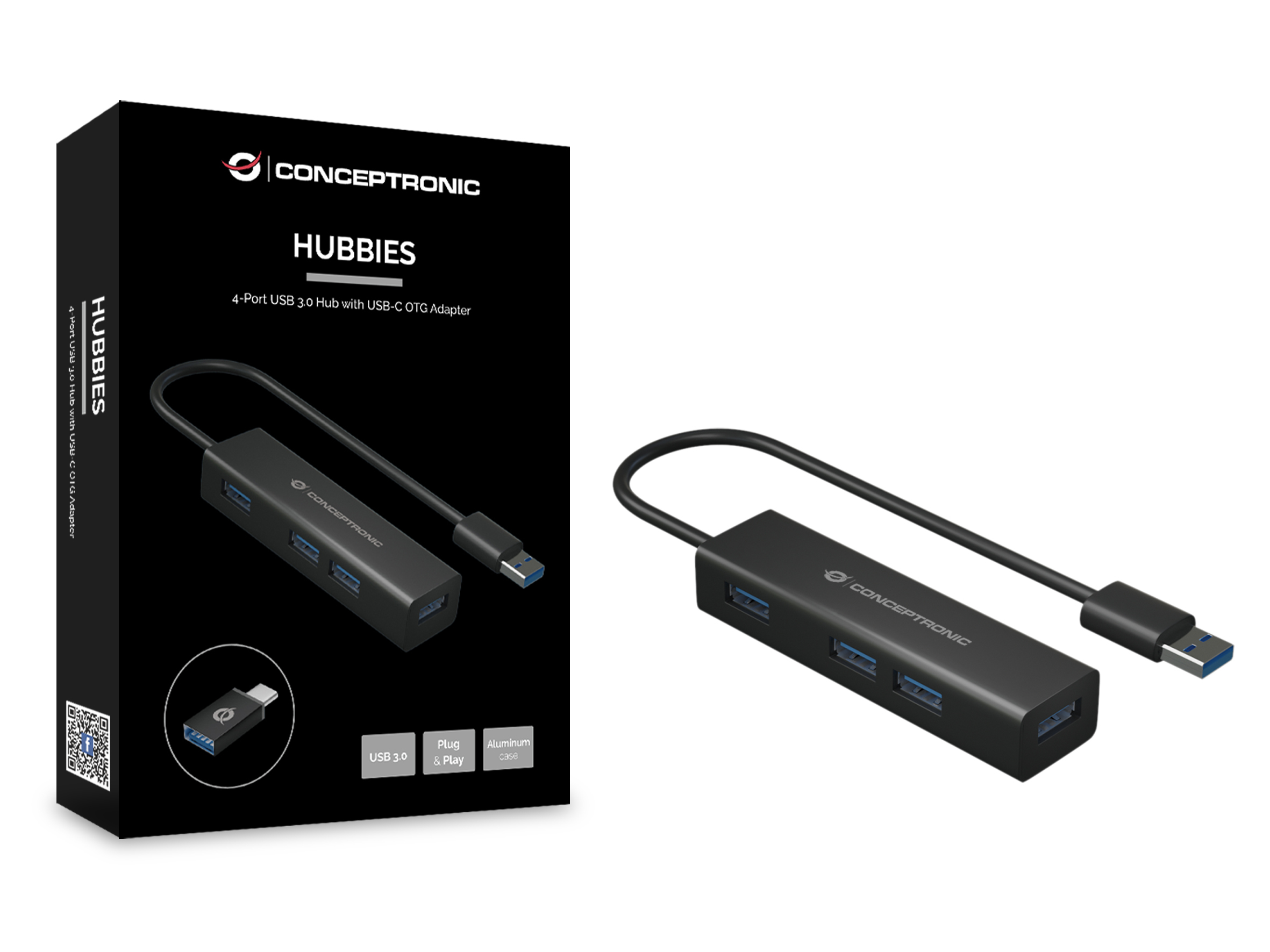 Conceptronic HUBBIES06B interface hub USB 3.2 Gen 1 (3.1 Gen 1) Type-A 5000 Mbit/s Zwart - Afbeelding 4