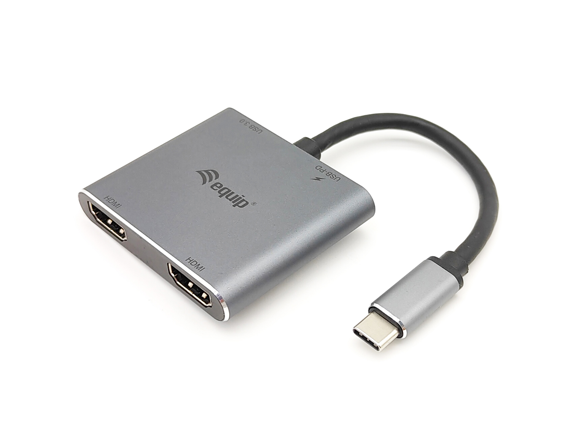 Equip USB-C 4 in 1 dubbele HDMI-adapter, USB 3.0, 100W USB PD