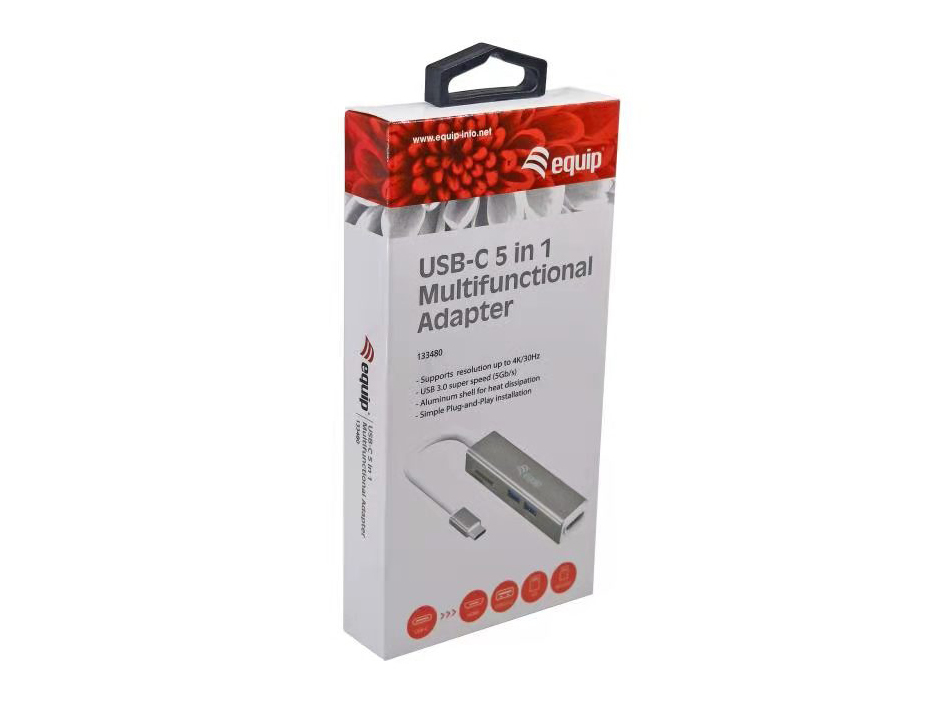 Equip USB-C 5 in 1 multifunctionele adapter, HDMI, USB 3.2 Gen 1, TF/Micro SD - Afbeelding 4