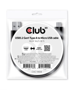 CLUB3D USB 3.2 Gen1 Type-A to Micro USB Cable M/M 1m /3.28ft - Afbeelding 2