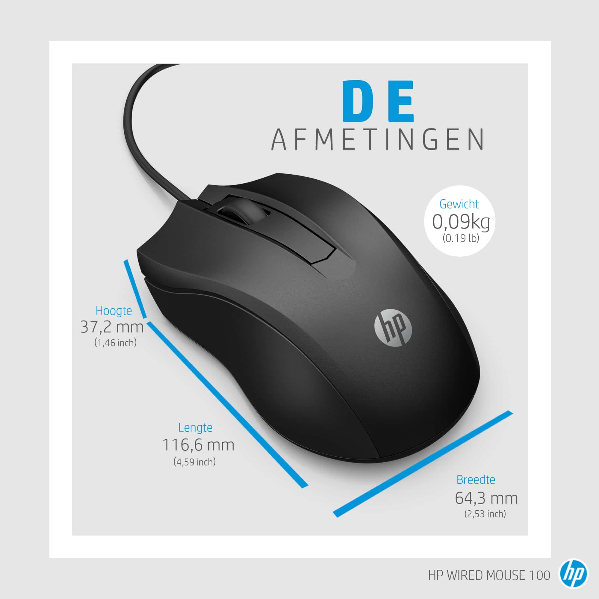 HP 100 muis met kabel - Afbeelding 4