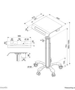 Neomounts MED-M050 Medisch mobiel werkstation 10-18" - gasveer - Afbeelding 5