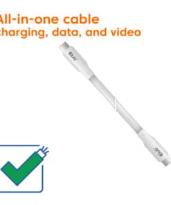 CLUB3D USB C oplaadkabel wit siliconen & tangle-free - Afbeelding 3