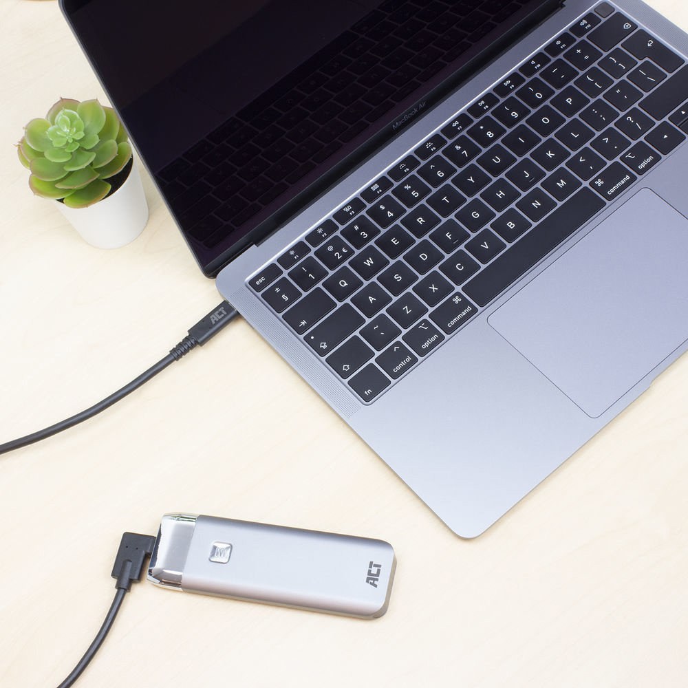 ACT USB 3.0 10Gbps 60W USB Type-C (recht) naar USB Type-C (haaks links/rechts) kabel, 1 meter - Afbeelding 3