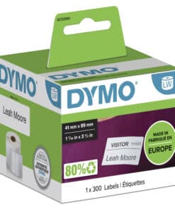 DYMO originele LabelWriter kleine naambadgelabels | 41 mm x 89 mm | Zelfklevend | Rol van 300 gemakkelijk te verwijderen labels | voor de LabelWriter labelprinters | Gemaakt in Europa