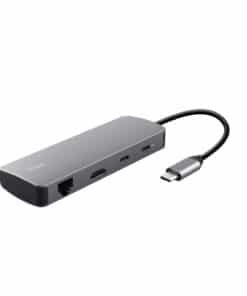Trust Dalyx 8-in-1 USB-C Multiport Adapter - USB-C hub – HDMI en Ethernet – Power Delivery ondersteuning – Grijs