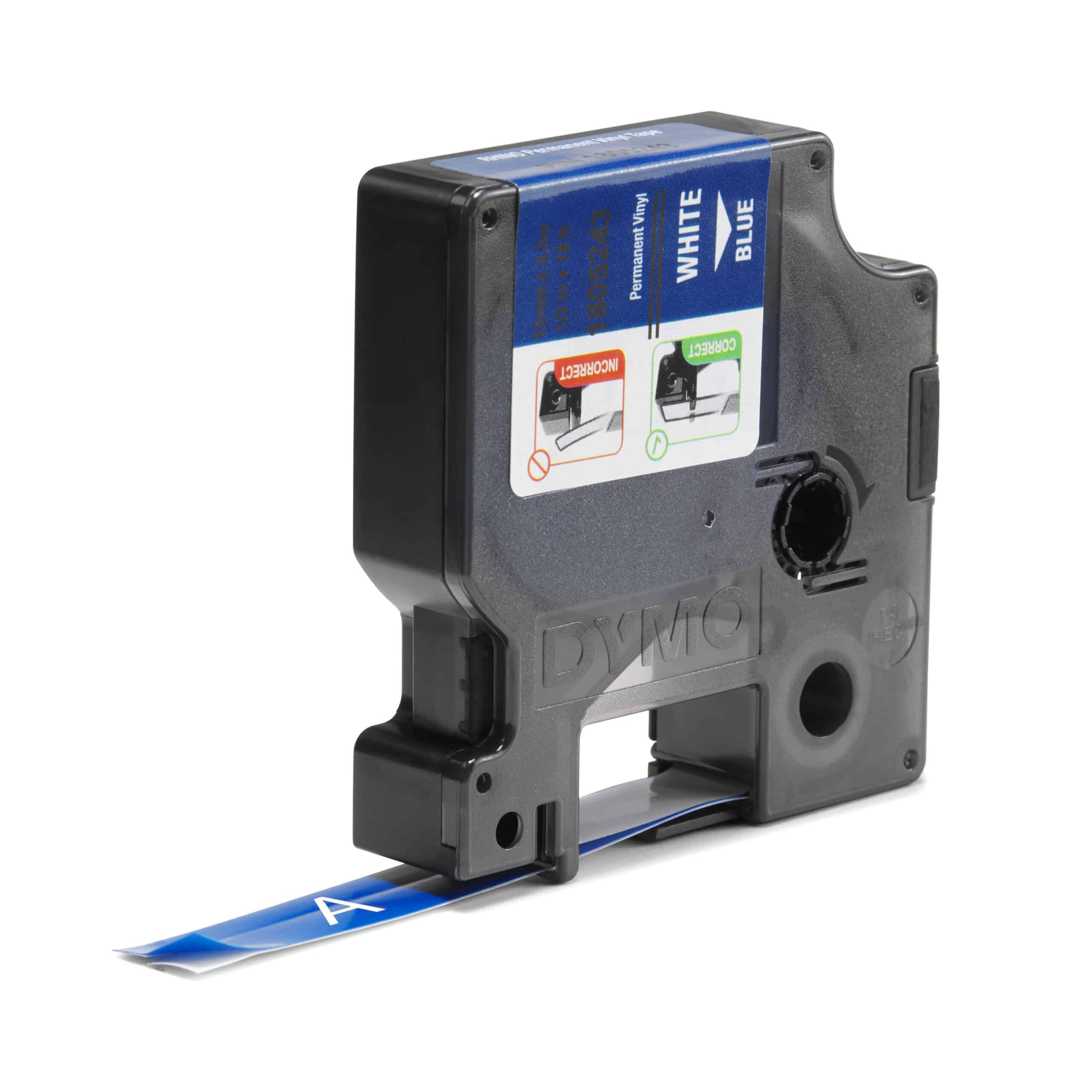 DYMO Rhino industriële Vinyl Labels | 12 mm x 5,5 m | witte afdruk op blauw | zelfklevende labels voor Rhino & LabelManager labelprinters - Afbeelding 2