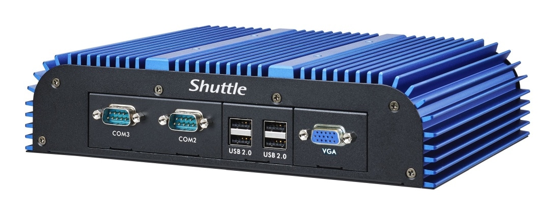 Shuttle BPCAL02-i3XA industrial Box-PC, Core i3-1215U, 8GB RAM, 128GB M.2 SSD, 2x LAN, 3x COM, 1xHDMI,1xVGA, 8x USB, DC input 9-36V, ventilatorloos, 24/7 permanent gebruik Desktop
