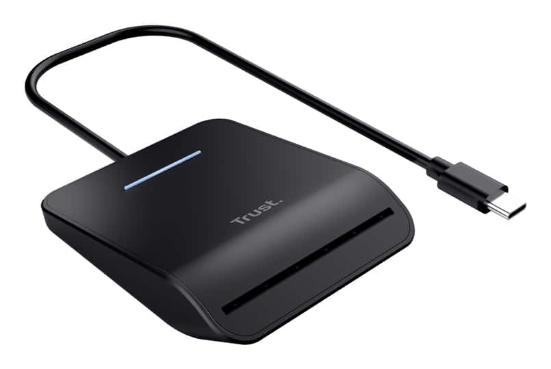 Trust Primo Smartcard Reader - Smartcardlezer – USB en USB-C aansluiting – Compact ontwerp – Zwart
