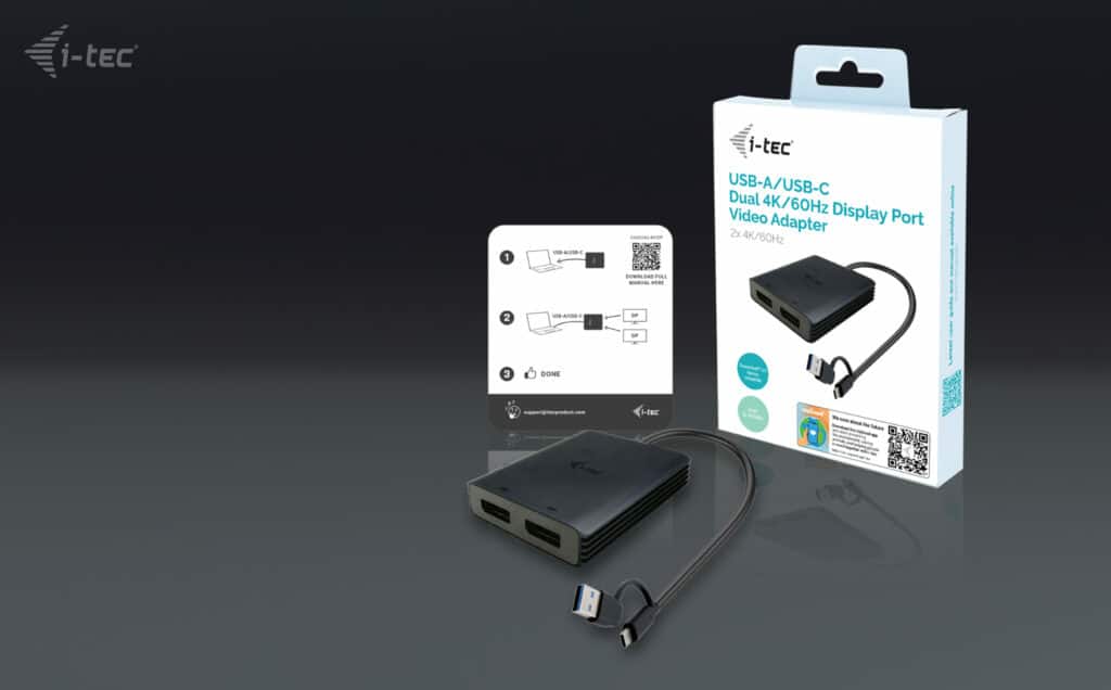 i-tec USB-A/USB-C Dual 4K/60 Hz DisplayPort Video Adapter - Afbeelding 3