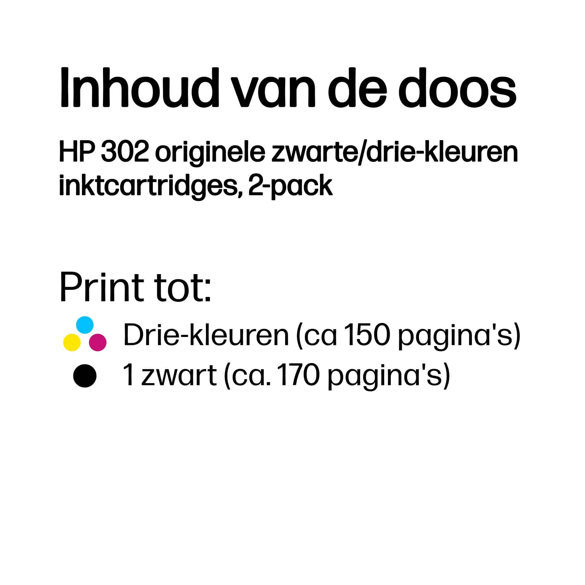 HP 302 originele zwarte/drie-kleuren inktcartridges, 2-pack - Afbeelding 2