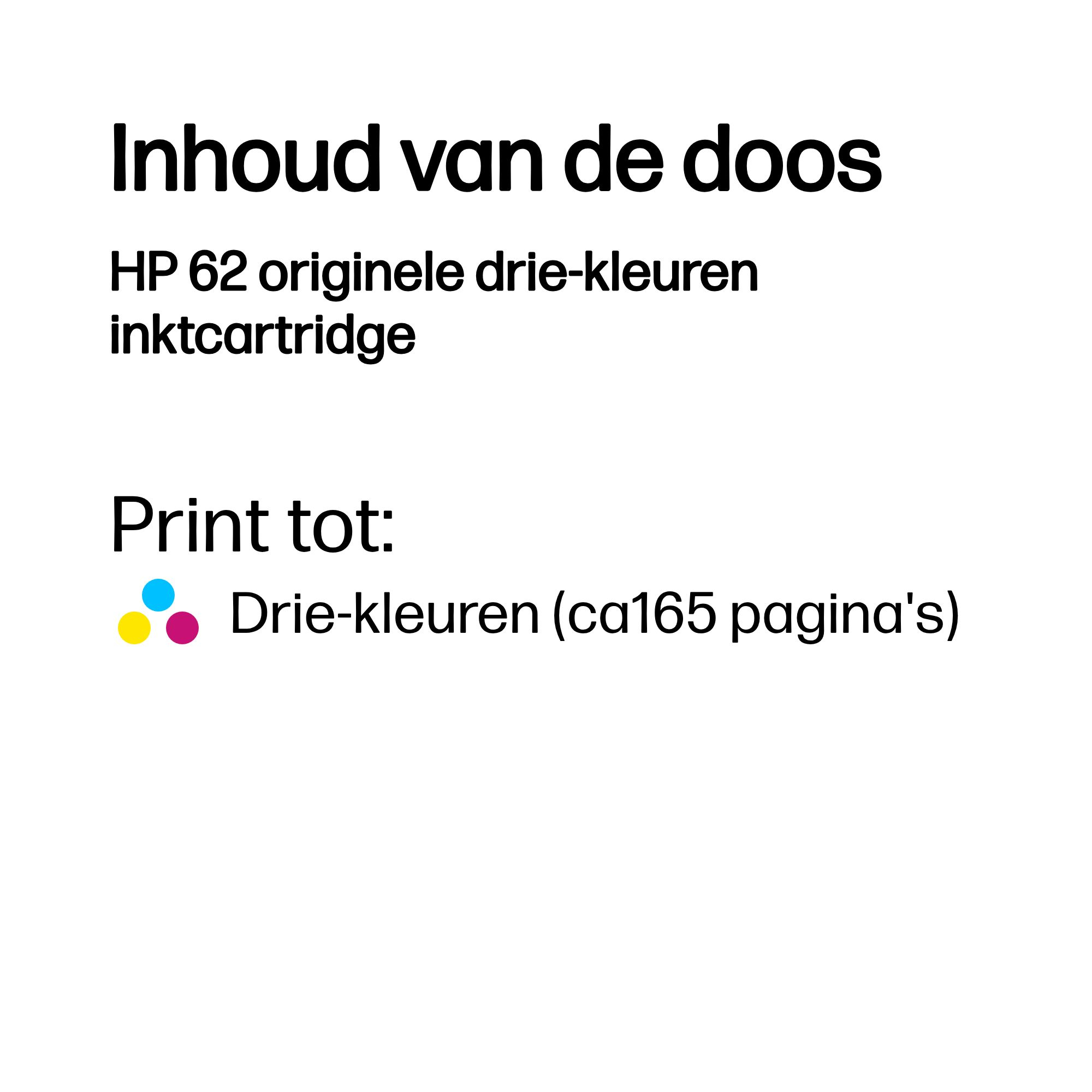 HP 62 originele drie-kleuren inktcartridge - Afbeelding 2